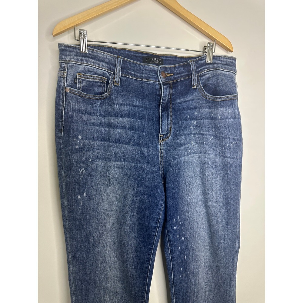 Judy Blue Billie Bleach Splash Boyfriend Jeans Blue High Rise Plus Size 15 / 32 - Picture 4 of 15
